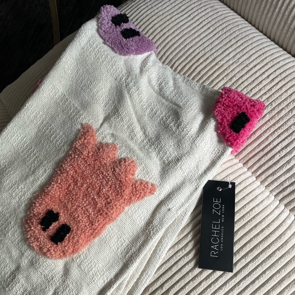 NWT Rachel Zoe Rare Viral Multicolored Pink Purple Ghost Throw Blanket - Picture 3 of 8